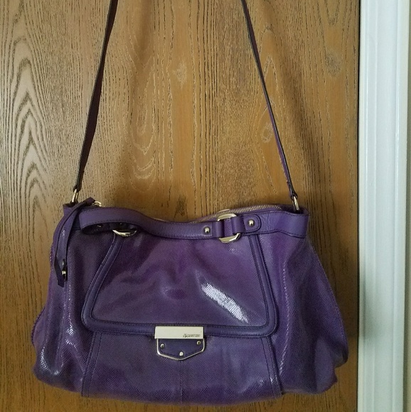 B. Makowsky purple glazed leather shoulder bag - Picture 5 of 5